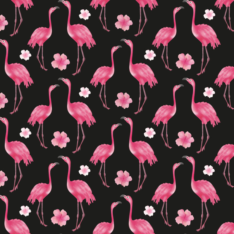 Cotton - Mrs Mint Design - Aloha Flamingo midnight blue