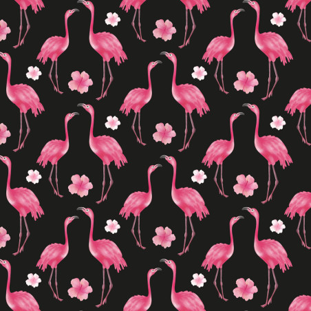 Baumwolle - Mrs Mint Design - Aloha Flamingo schwarz