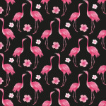 Cotton - Mrs Mint Design - Aloha Flamingo midnight blue