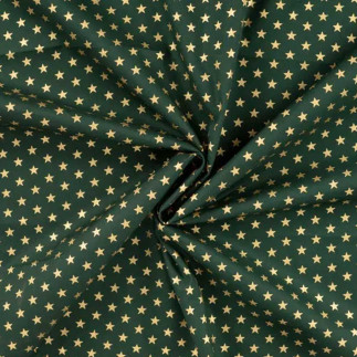 coton tissé - Étoiles de Noël dorées sur fond militaire