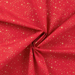 Cotton - Christmas star mix gold on red