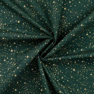 coton tissé - Mélange d'étoiles de Noël dorées sur fond militaire
