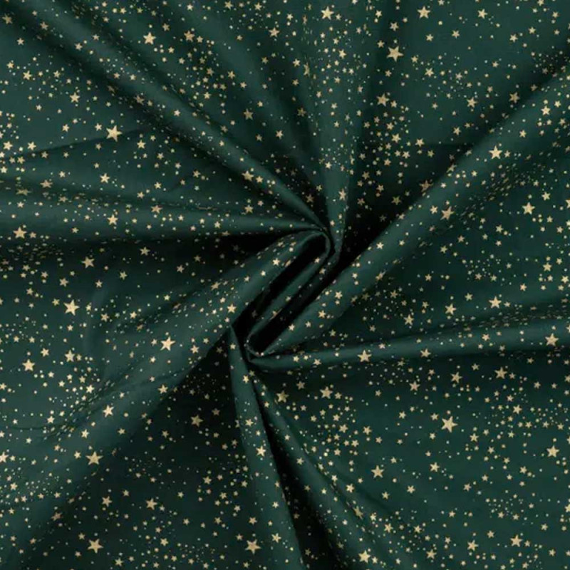 Cotton - Christmas star mix gold on army