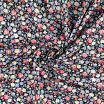 Cotton - scattered flowers black