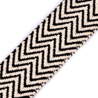 Baumwoll-Gurtband 38mm - Chevron natur/schwarz