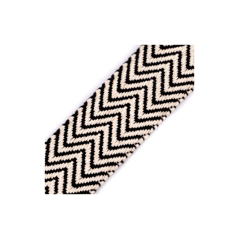 Sangle en coton 38 mm - Chevron naturel/noir