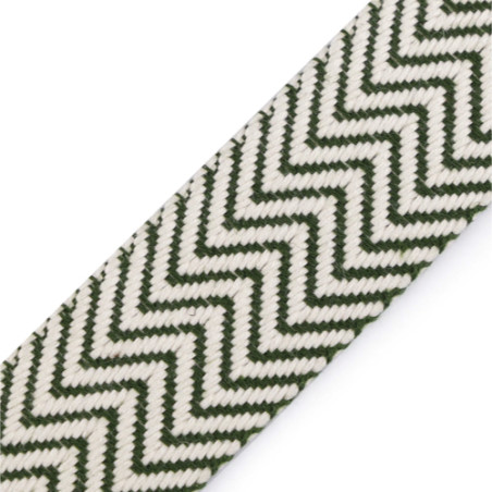 Sangle en coton 38 mm - Chevron naturel/vert