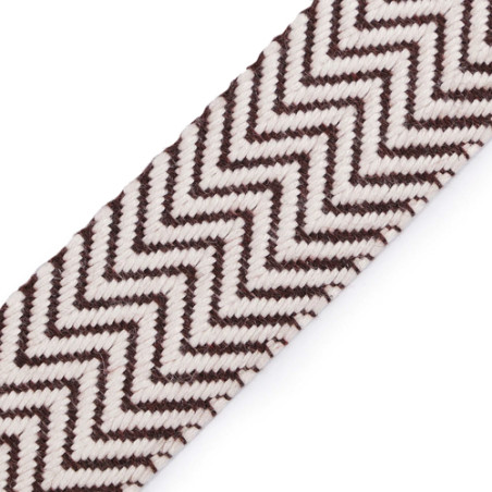Sangle en coton 38 mm - Chevron naturel/marron