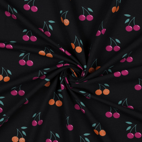 Jersey - Glitter Cherries black