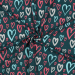 jersey - Glitter Heartshapes pétrole