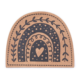 XXL synthetic leather label - Boho Rainbow brown brown