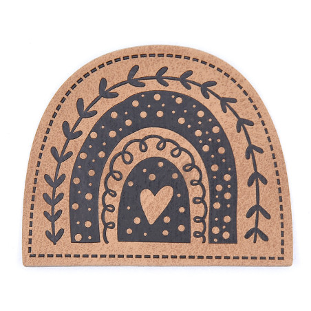 XXL synthetic leather label - Boho Rainbow brown brown
