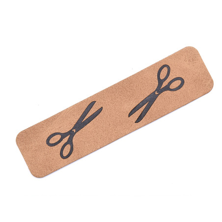 synthetic leather label - foldable scissors brown/black