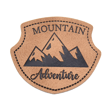XXL synthetic leather label - Mountain Adventure crest brown