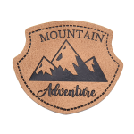 XXL synthetic leather label - Mountain Adventure crest brown