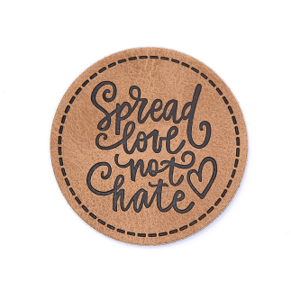 XXL synthetic leather label - Spread love round brown