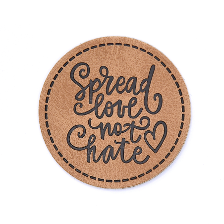 XXL synthetic leather label - Spread love round brown