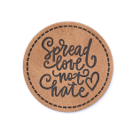 XXL synthetic leather label - Spread love round brown