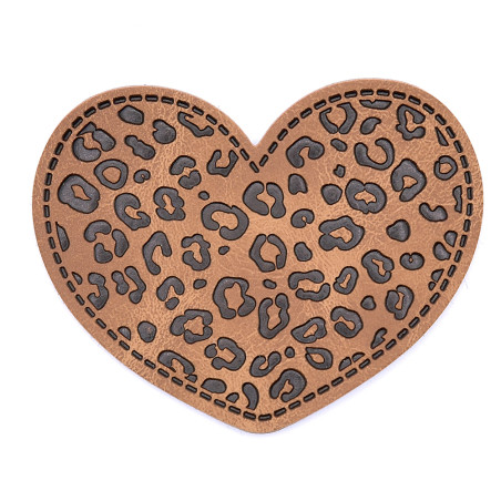 XXL synthetic leather label - Leo heart with border