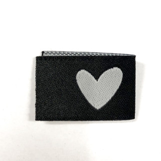 Woven Label - Heart Black