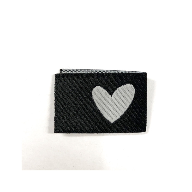 Woven Label - Heart Black