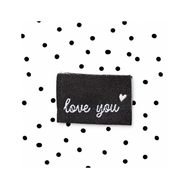 Woven Label - Love you schwarz