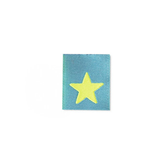 Étiquette tissée - Étoile bleu / jaune fluo
