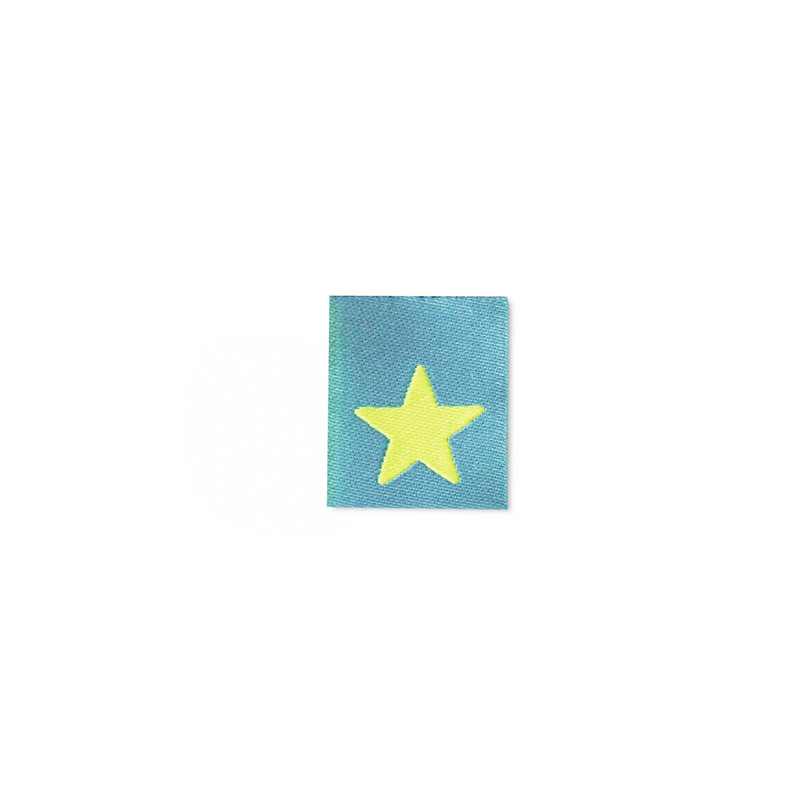 Woven Label - Star blue / neon yellow