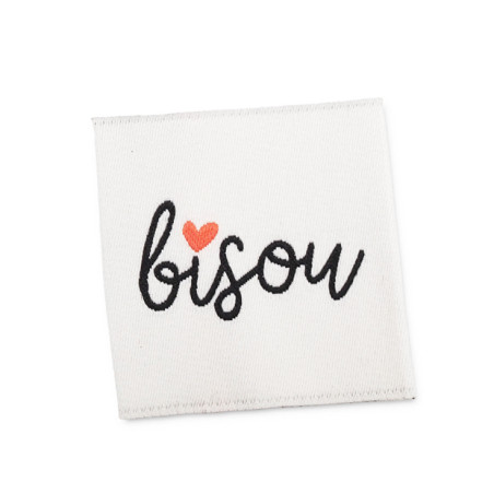 Woven Label - Bisou weiss