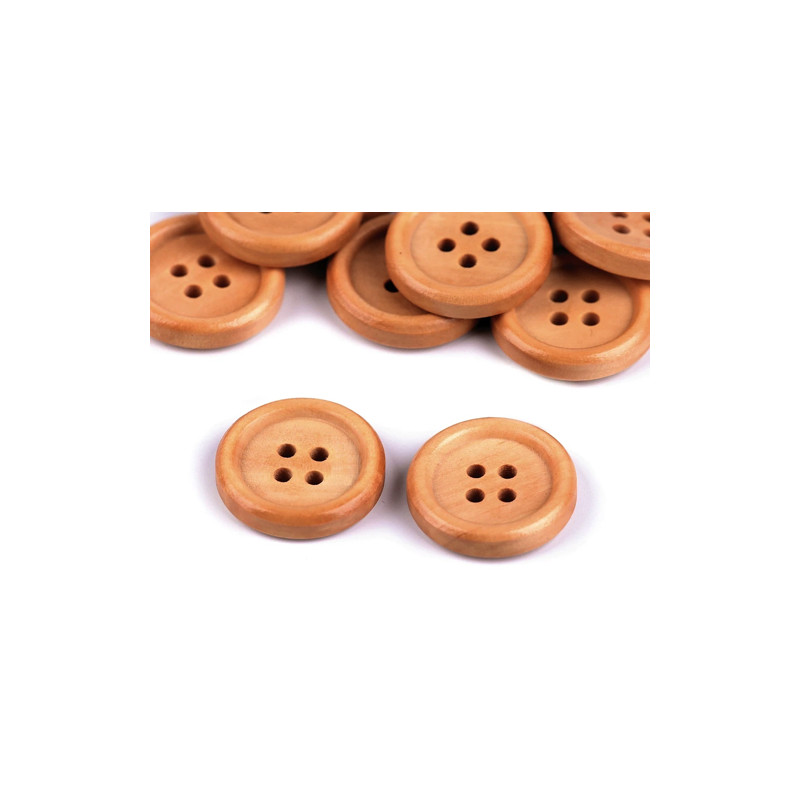 Bouton en bois 4 trous 20mm marron clair