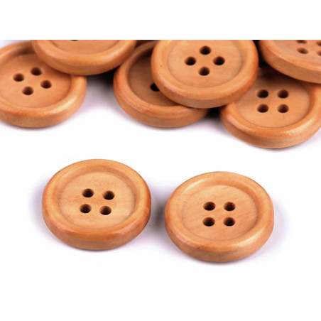 bouton en bois 4 trous 20 mm marron clair