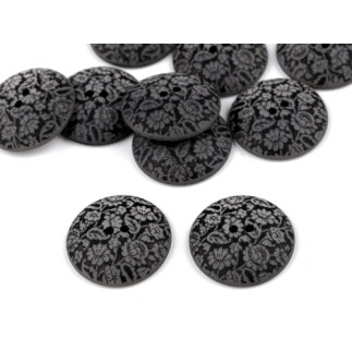 Bouton design avec structure florale, 22,5 mm, noir