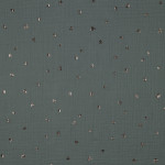 double gauze - Foil Mini-Hearts khaki