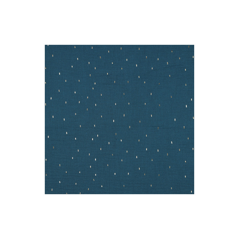 double gauze - Foil confetti petrol/gold
