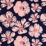 modal french terry - Rêves de fleurs de cerisier bleu marine