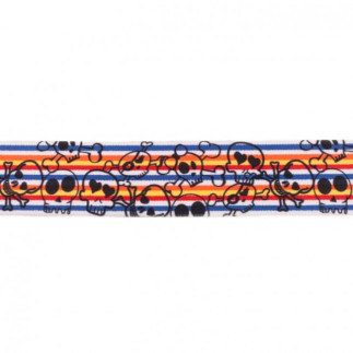 Elastic band 40mm multi-stripe skull red/orange/blue