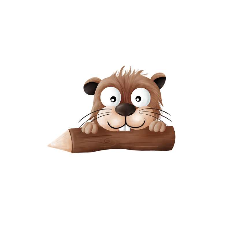 Iron-on transfers - Mrs Mint Design - Beaver with wood
