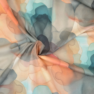 Cotton voile - Dreamer Ink turquoise / terra