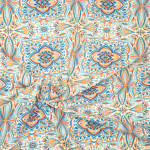 viscose - Hilco Aloha blue / orange on ecru