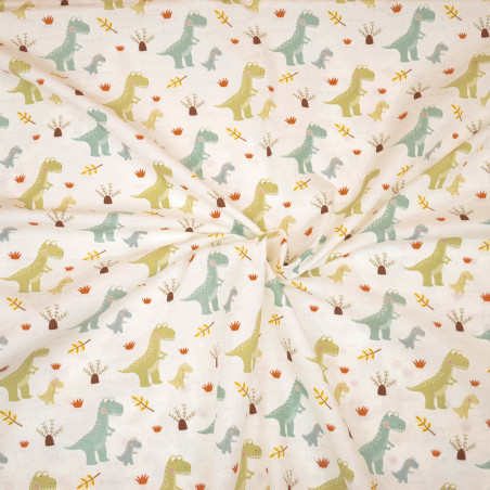coton tissé - Hilco T-Rex blanc