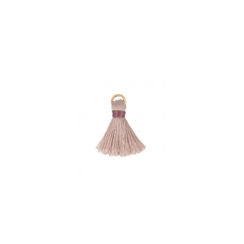 Pendentif - mini pompon - rose poudré