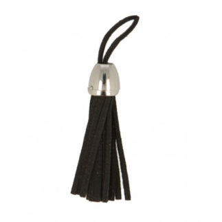 Pendentif - Maxi pompon simili similicuir noir/argent