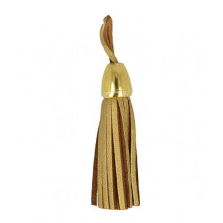 Pendentif - Maxi pompon similicuir cuir or/or