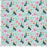 Jersey - Tucan Flowers hellblau