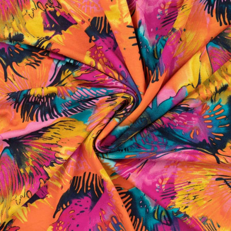 viscose jersey - Splashes orange / pink