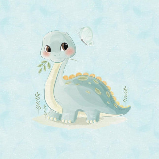 French Terry - Little Dino mint 40 x 50 cm