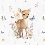 french terry - Spring Deer White 40 x 50 cm