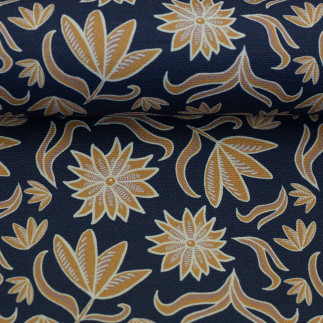 Toile - Fleurs rétro par Emjo bleu marine