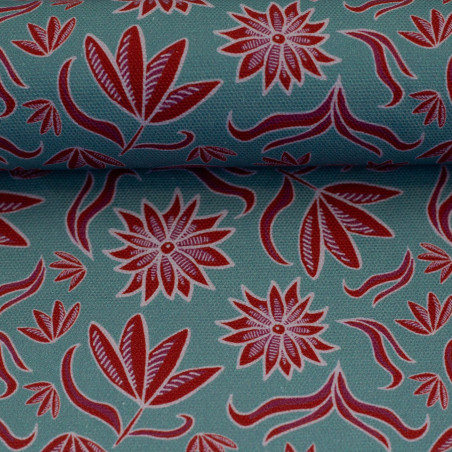 Toile - Fleurs rétro par Emjo türkis