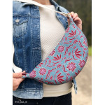 Canvas - Retro Flowers by Emjo turquoise